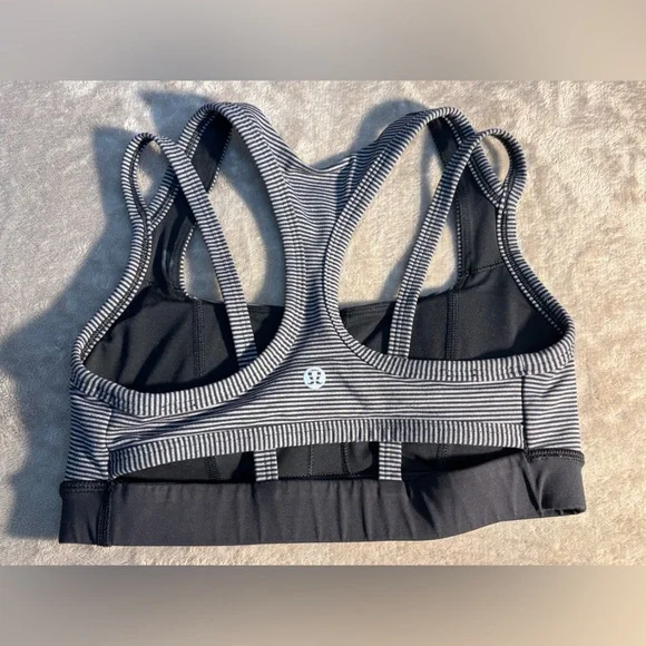 lululemon athletica Black and White Striped Sports Bra - Picture 2 of 4